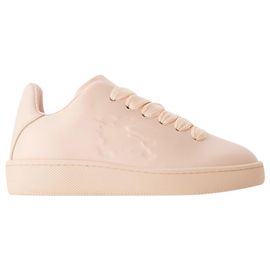 Tênis LF Box - Burberry - Couro - Baby Neon Marrom Bege