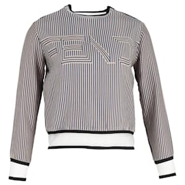 Fendi-Fendi Logo Striped Sweater in Multicolor Cotton-Multiple colors