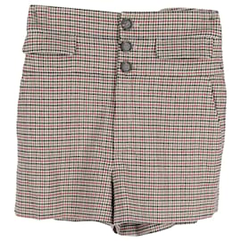 Chloé-Chloe Houndstooth Tailored Shorts in Brown Cotton-Beige
