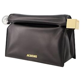Jacquemus-La Pochette Rond Carre - Jacquemus - Cotton - Black-Black