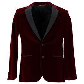 Hugo Boss Slim Fit Samtjacke aus burgunderroter Baumwolle Rot Bordeaux