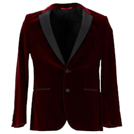 Hugo Boss-Hugo Boss Slim Fit Velvet Jacket in Burgundy Cotton-Red,Dark red