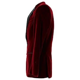 Hugo Boss-Hugo Boss Slim Fit Velvet Jacket in Burgundy Cotton-Red,Dark red
