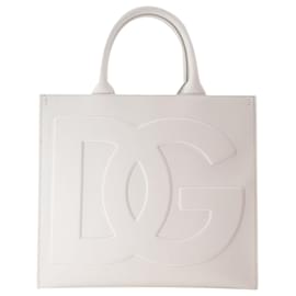 Dolce & Gabbana-Bolsa DG Daily Shopper - Dolce&Gabbana - Couro - Branco-Branco