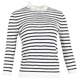 Chloé-Chloe Quarter Sleeve Striped Top in Black and White Cotton-White
