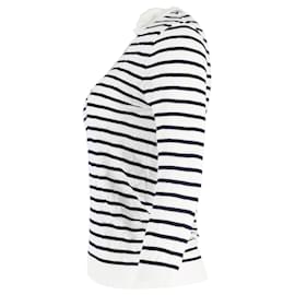 Chloé-Chloe Quarter Sleeve Striped Top in Black and White Cotton-White