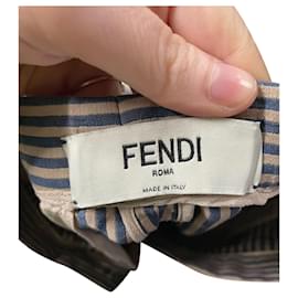 Fendi-Calça Fendi com logotipo listrado em algodão multicolorido-Multicor