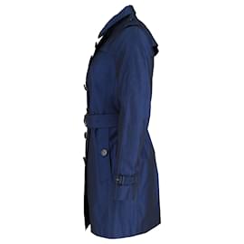 Burberry-Burberry Sandringham Slim Trench Coat In Navy Blue Cotton-Navy blue