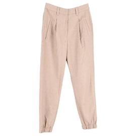 Brunello Cucinelli-Brunello Cucinelli Pleated Trousers in Beige Lana Vergine-Beige