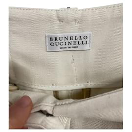 Brunello Cucinelli-Brunello Cucinelli Wide Leg Trousers in Cream Viscose-White,Cream