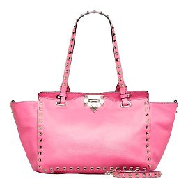 Valentino Pink Leder Rockstud 2-Wege-Handtasche Pink
