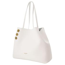 Balmain-Embleme Shopper Bag - Balmain - Leather - White-White
