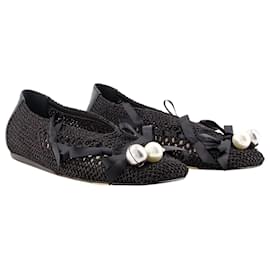 Simone Rocha-Ballerines doublées avec nœud et breloque cloche - Simone Rocha - Coton - Noir-Noir