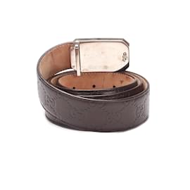 Gucci-Gucci GG Signature Skinny Belt Leather Belt in Fair condition-Brown