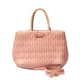 Miu Miu-Matelasse Leather Two Way Bag-Pink