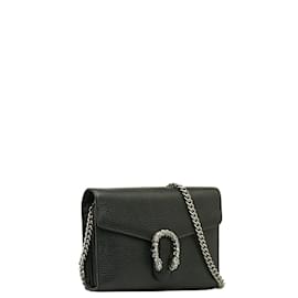 Gucci-Mini Leather Dionysus Wallet on Chain 401231-Black