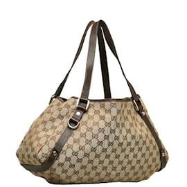 Gucci-GG Canvas Abbey Shoulder Bag 130786-Brown