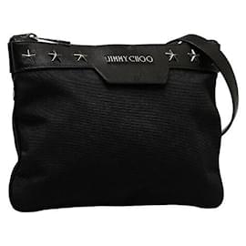Jimmy Choo-Studded Star Nylon Crossbody Bag-Black