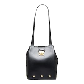 Salvatore Ferragamo-Leather Shoulder Bag-Black