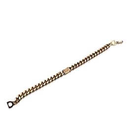Christian Dior-Bracelet à maillons de chaîne en métal doré vintage avec logo-Doré