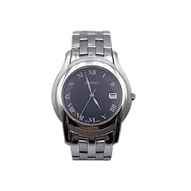 Gucci-Edelstahl-Mod 5500 M Watch Datumsanzeige Schwarz-Silber