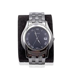 Gucci-Edelstahl-Mod 5500 M Watch Datumsanzeige Schwarz-Silber