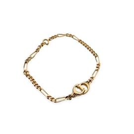 Christian Dior-Bracelet chaîne avec logo CD en métal doré vintage-Doré