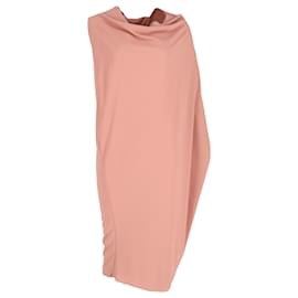 Lanvin-Asymmetrisches drapiertes Lanvin-Kleid aus rosa Baumwolle-Pink