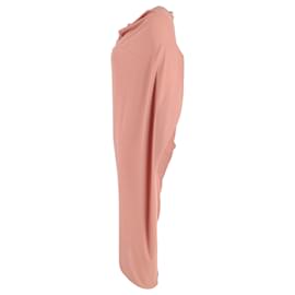 Lanvin-Asymmetrisches drapiertes Lanvin-Kleid aus rosa Baumwolle-Pink