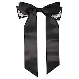 Simone Rocha-Embellished Bow Hairclip - Simone Rocha - Satin - Black-Black