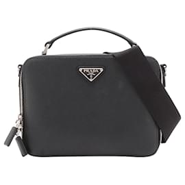 Prada-Black Saffiano leather crossbody bag-Black