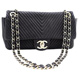 Chanel-Black 2013 Chevron chain shoulder bag-Black