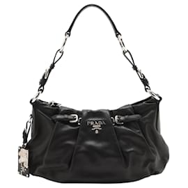 Prada-black leather shoulder bag-Black