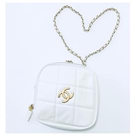 Chanel-diamond bag-White,Gold hardware
