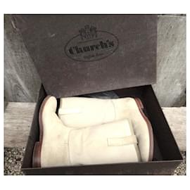 Church's-Church's mid-high canvas & leather boots 38,5-Cream
