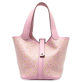 Hermès-Hermes Pink Micro Swift Lucky Daisy Picotin Lock-Pink