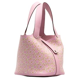 Hermès-Hermes Pink Micro Swift Lucky Daisy Picotin Lock-Pink