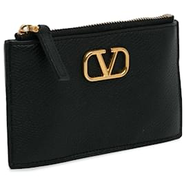 Valentino-Valentino Black Leather Cardholder-Black