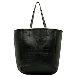 Céline-Celine Cabas Phantom de piel de oveja reversible negra-Castaño,Negro,Beige