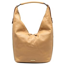 Gucci-Gucci Brown Leather Hobo Bag-Brown,Beige