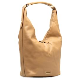 Gucci-Gucci Brown Leather Hobo Bag-Brown,Beige
