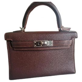 Sac à main Hermès Kelly Mini II en cuir marron Marron