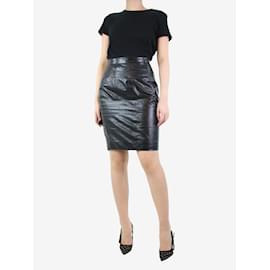 Miu Miu-Black crinkled leather skirt - size UK 8-Black