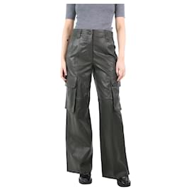 Autre Marque-Khaki leather cargo trousers - size UK 10-Green