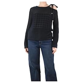 Chanel-Suéter preto com ombro frio em mistura de mohair - tamanho Reino Unido 8-Preto