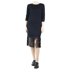 Ulla Johnson-Black fringed knit dress - size S-Black