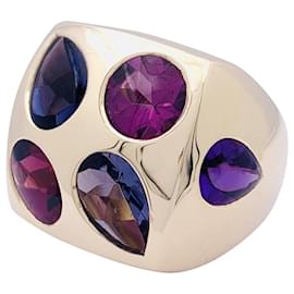 Chanel-Chanel “Chevalière” ring in yellow gold, colored stones.-Other