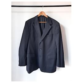Gianni Versace-Gianni Versace Couture vintage men wool suit black-Black