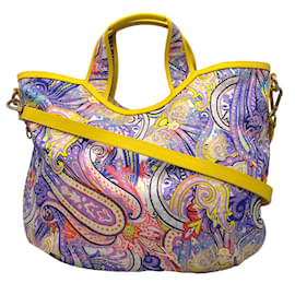 Autre Marque-Etro Azul / Bolso de hombro de lona estampado paisley multicolor amarillo-Multicolor