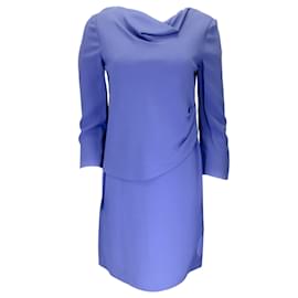 Autre Marque-Emporio Armani Blue Long Sleeved Crepe Dress-Blue